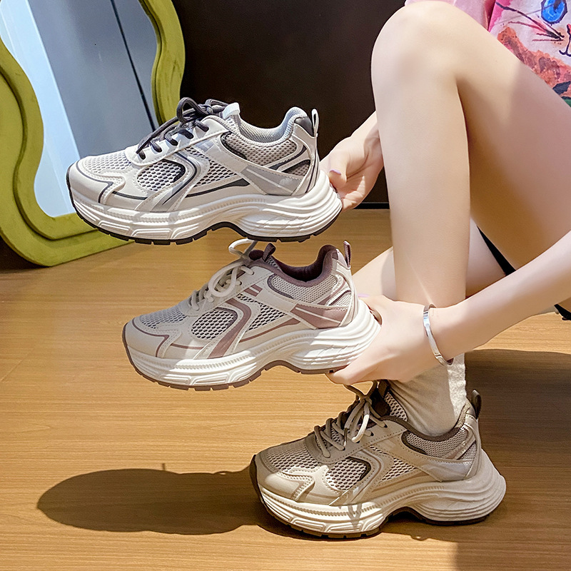 Ddmysports Ins Korean Style New Dad For Women Summer Student Sports Running Casual Shoes Thick Sole Height Increasing ZL Outdoor Shoes