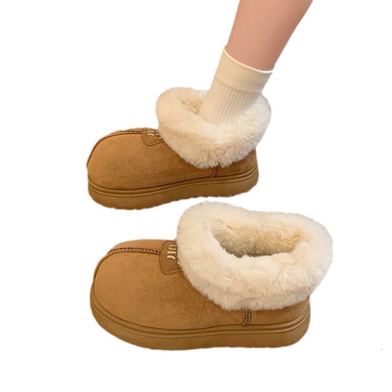 Ddmysports New Winter High Value Sheepskin Integrated Height Increasing Thick Soled Big Head Snow Boots For Women Warm Fleece Lined Cotton Shoes Outdo