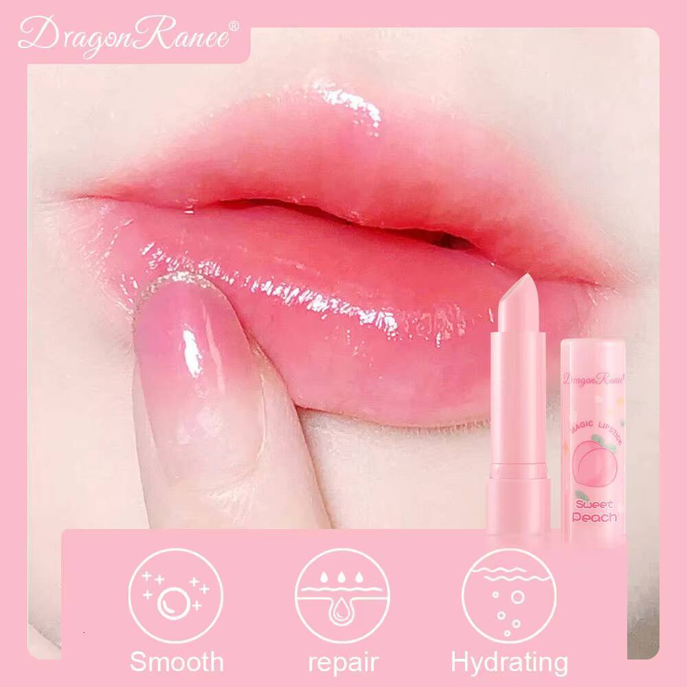 1PC Color Changing Balm Temperature Change Tinted Lipstick Peach Moisturizing Lasting Waterproof Makeup Lip Care Cosmetics happy