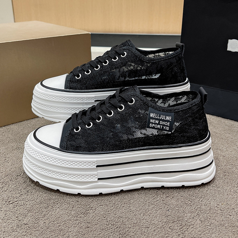 Ddmyoutdoor Canvas For Women New Summer Breathable Mesh With Skirt White Shoes Thick Sole Height Increasing Fisherman Sneakers Outdoor Shoes