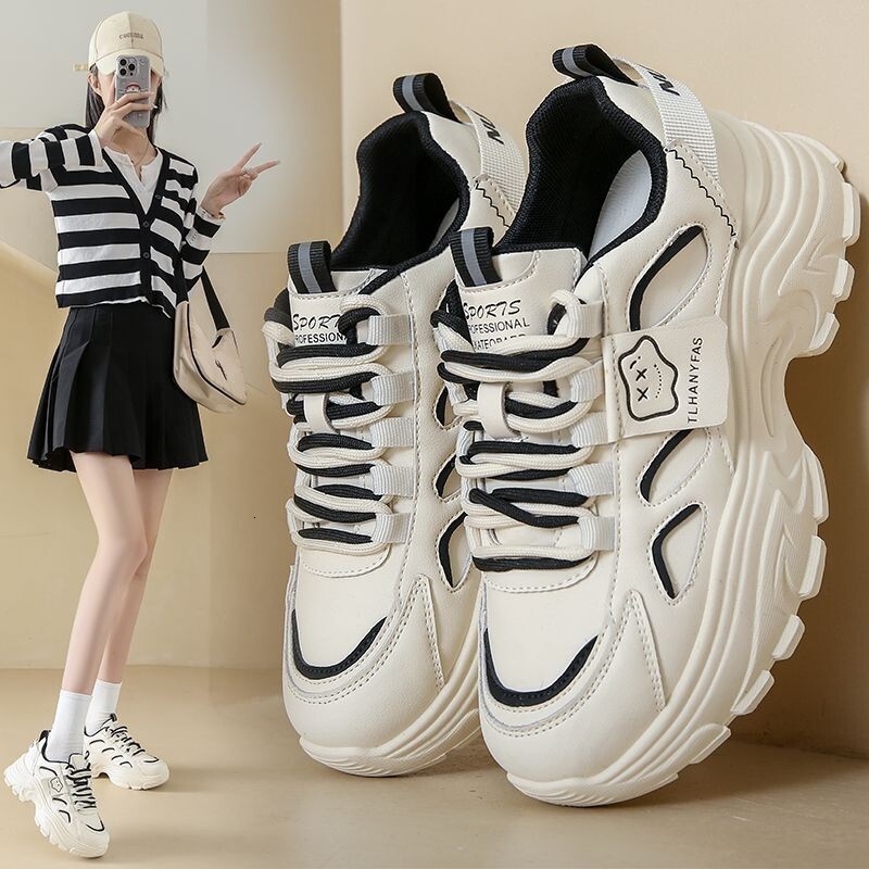 Ddmysports Women S Cushioning Sneakers Summer Leather Breathable Casual Thick Sole Slimming Small Size Dad Shoes Outdoor Shoes