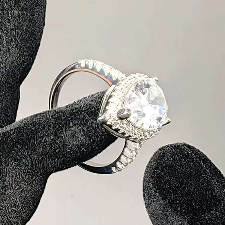 Romantic TearDrop Moissanite Engagement Ring Genuine 925 Sterling Silver with Rhodium Plating Anniversary Gift for Women