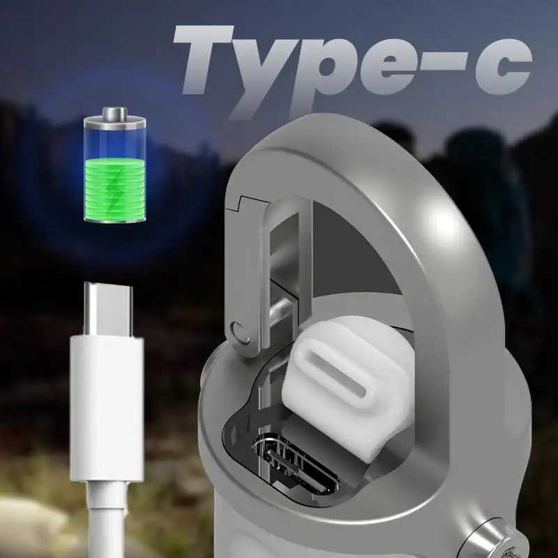 1200LM Super Bright Mini Keychain Flashlight Waterproof Multifunctional Camping Flashlight Rechargeable USB Charging LED Light W250613