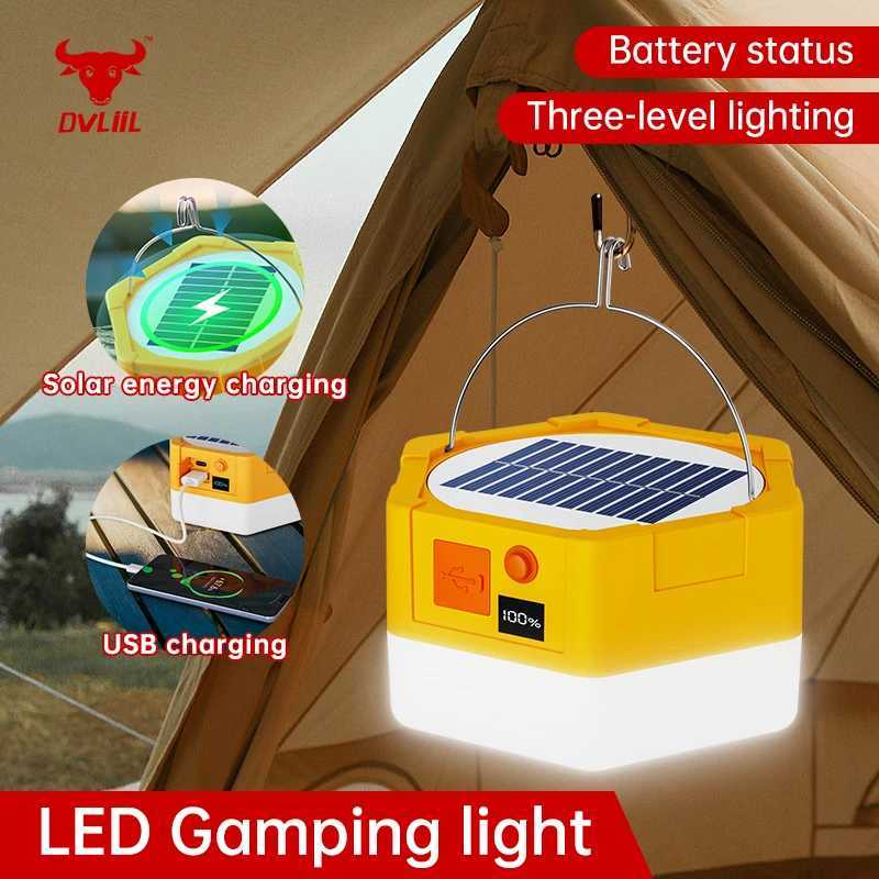 New Outdoors Garden Camp Solar Charging LED Lighting USB Power Outage Emergency Dimmable Digital Display Waterproof Mobile Phone W250613