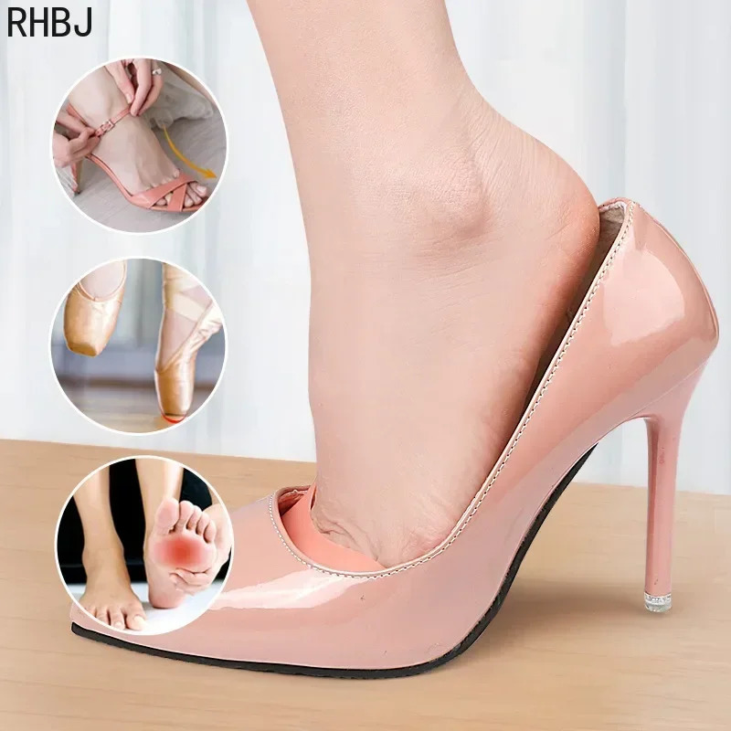 RHBJ Womens Professional Soft Ballet Pointe Silicone Gel Toe Dance Shoe Pads Forefoot Gel Insole Pad Anti-pain Foot Care Tool 250613