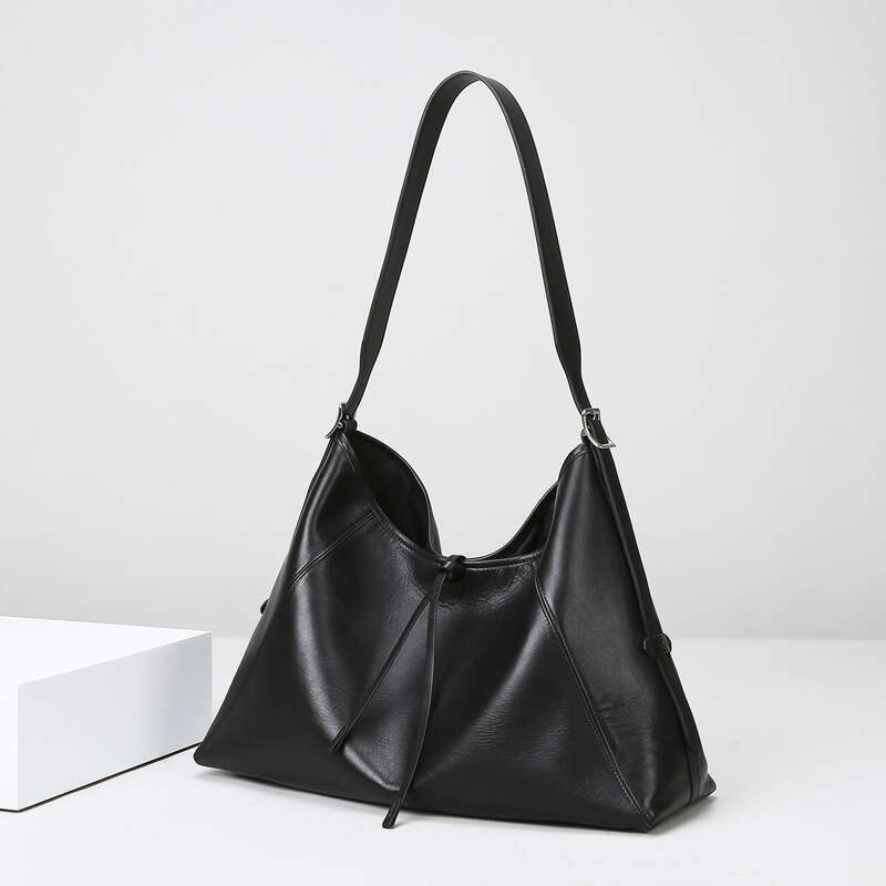 Black Warrior Tote Fashion Simple Shoulder Large Capacity Soft Leather For Women Office Commute Bag