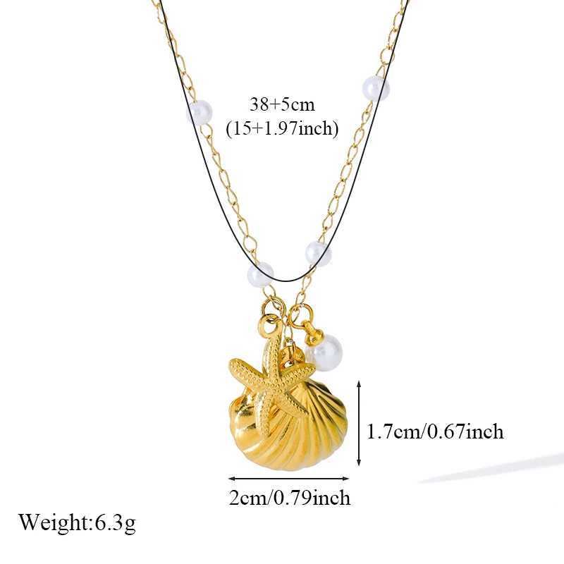 EILIECK 316L Stainless Steel Shell Starfish Pearl Pendant Necklace For Women Fashion New Party Gift Charm Neck Chain Jewelry Z250614