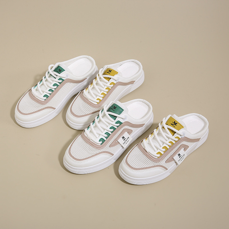 Ddmysports Ins Trend Korean Half Slip White Sneakers For Women Summer New Student Casual Board Shoes Internet Celebrity Street Style Q Outdoor Shoes