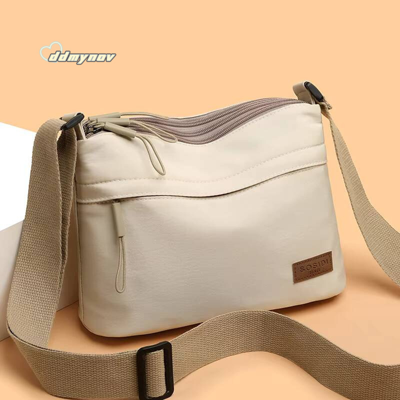 3 Main Pockets High Capacity Shoulder Crossbody Bag Women Multi-pocket Purse Canvas Handbag Suitable for Mothers Shopping ddmynov