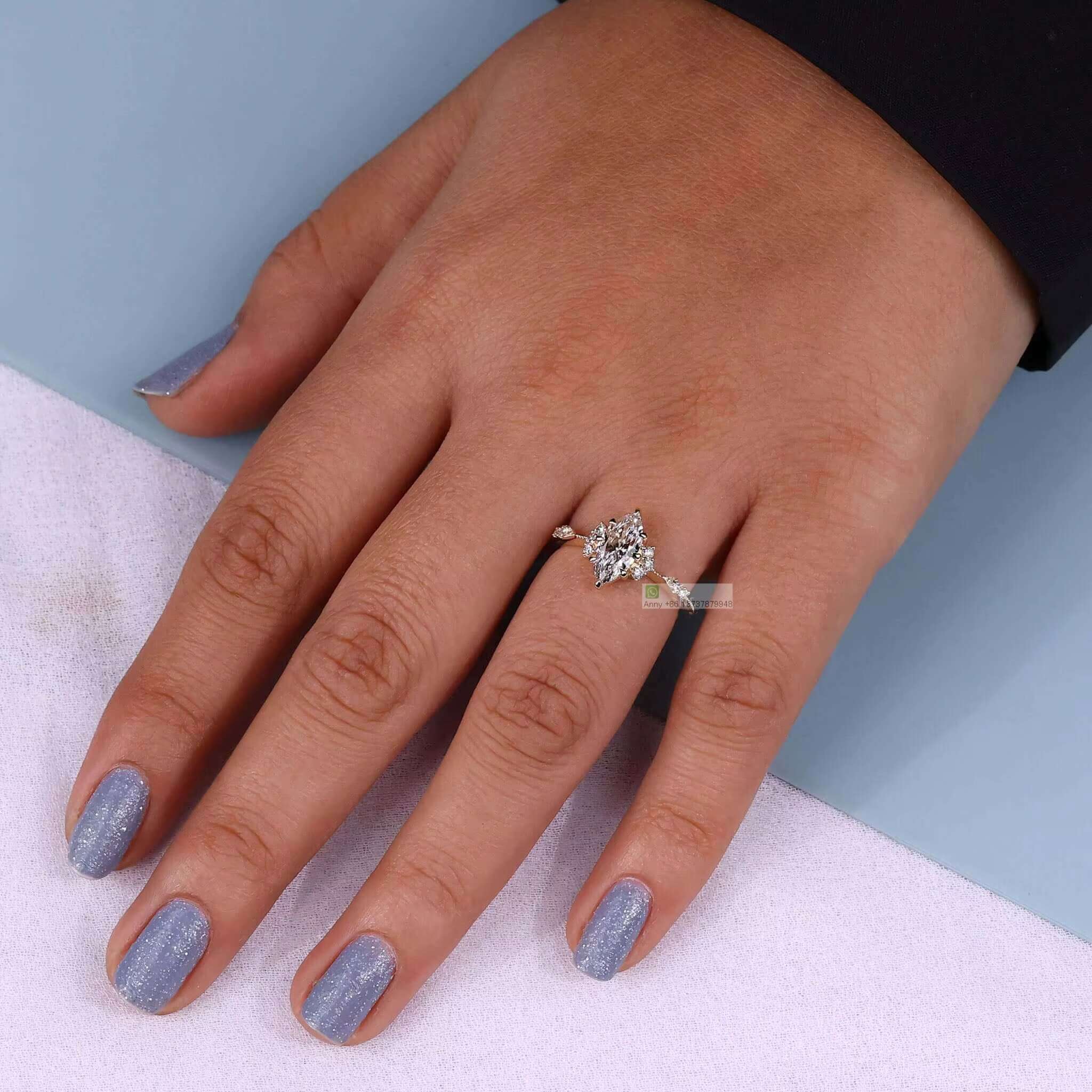 Vintage Solid 14K 18K Gold Marquise Cut Lab Grown Diamond Engagement Ring Gia Igi Certified Women Natural Diamond Wedding Ring