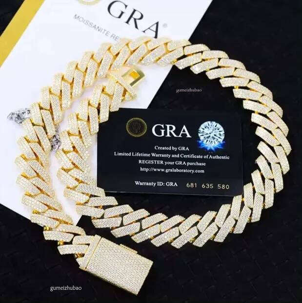 Men's 14K Gold-Plated Cuban Link Chain with VVS Quality Moissanite Pendant - Hip Hop Jewelry