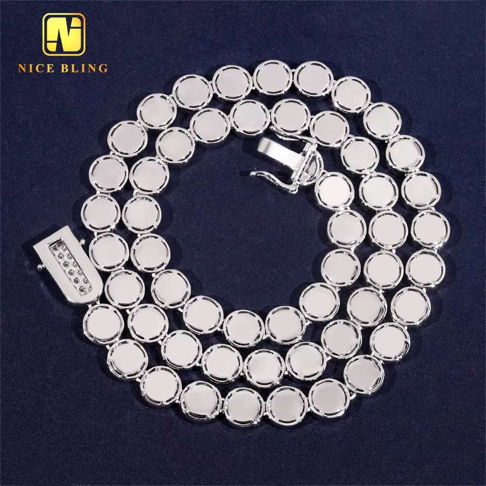 10mm Round Shape Moissanite Cuban Link Chain Hip Hop Jewelry Iced Out Diamond 925 Sterling Silver Moissanite Necklace Bracelet