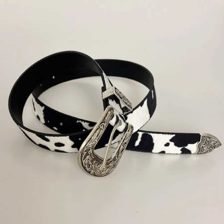Western Denim Buckle Belt Cow Pattern Belt DVN Personal Fashion Versatile Jeans Belt Belts for Women Men Belt X250614