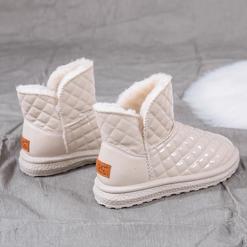 Ddmysports Fleece Lined Snow Boots For Women Thick Soled Outdoor Wear Winter New Style Sheepskin Short Thickened Non Slip Cotton Shoes Outdoor Shoes