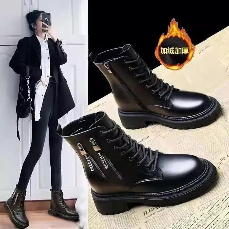 Ddmysports Martin For Women New Thick Soled Side Zipper Spring And Autumn Single Winter Cotton Boots S Short Shoes Outdoor Shoes