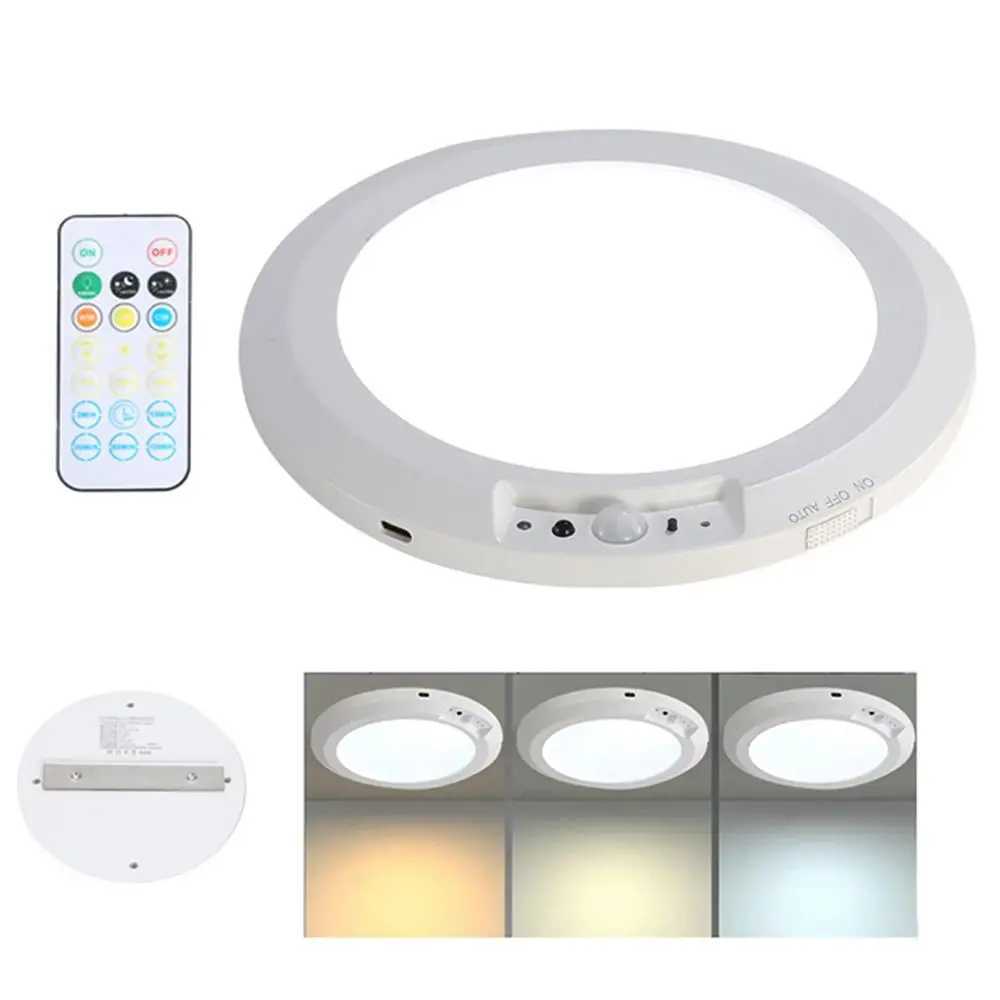 Practical Round Motion Sensor Lights Wireless induction 3 Color Ceiling Light Dimmable Motion Activated LED Closet Lamp GarageXJ2500613