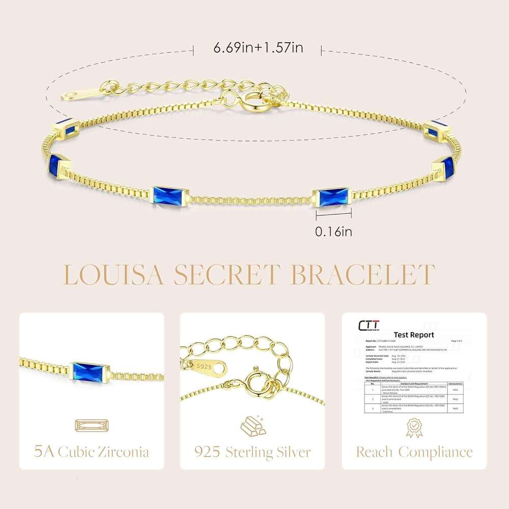 Birthstone Bracelets Women, Sterling Sier Dainty Simple Charm Link Bracelet, Birthday Anniversary Jewelry Gifts for Women Wife Mom Her