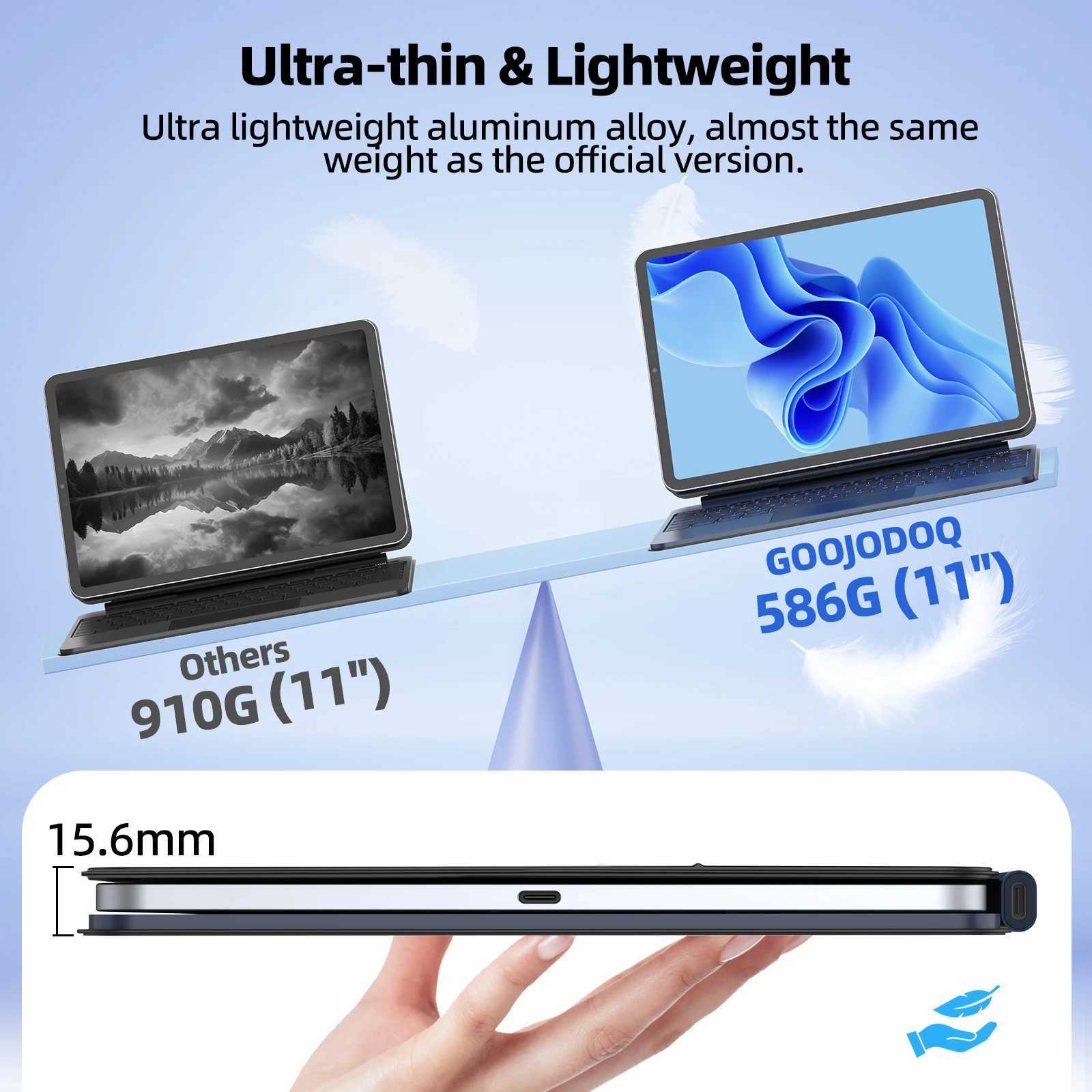 GOOJODOQ Ultra Thin Magic Keyboard for iPad Pro 11 Air 11 M3/M2 Pro 12.9 Pro 13 Pad A16 Glass Trackpad Aluminum Alloy Keyboard X250614