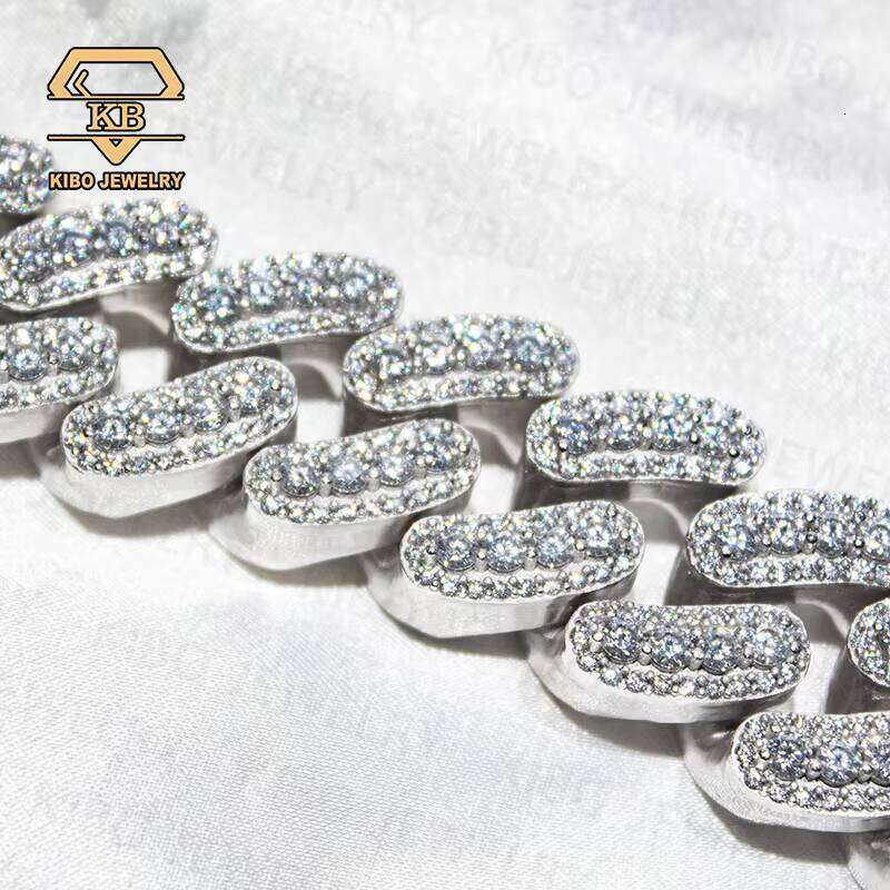 Hip Hop Mens Pure Sier VVS Iced Miami 22Mm Large Cuban Chain Moissanite Necklace Jewelry