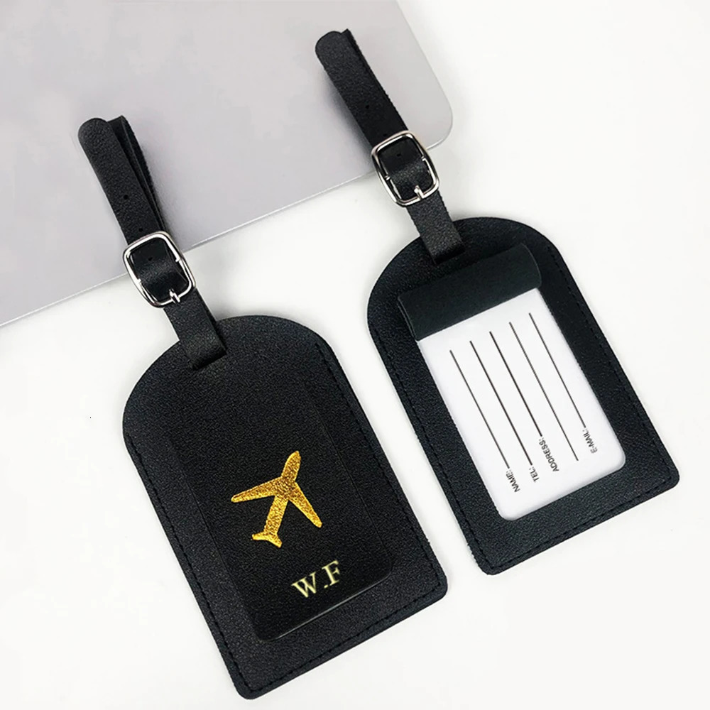 Luxury Gold Airplane Luggage Tag Custom Name Suitcase Address ID Label Personalize Initials Gift Women Men Travel Accessories 250614