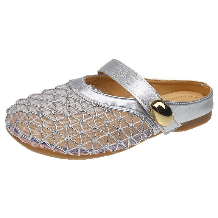 Ddmyoutdoor Ddmyoutdoor Flat French Style Closed Toe Half Slippers For Women Summer New Mesh Breathable Comfortable Soft Sole Sandals Outdoor Shoes Ou