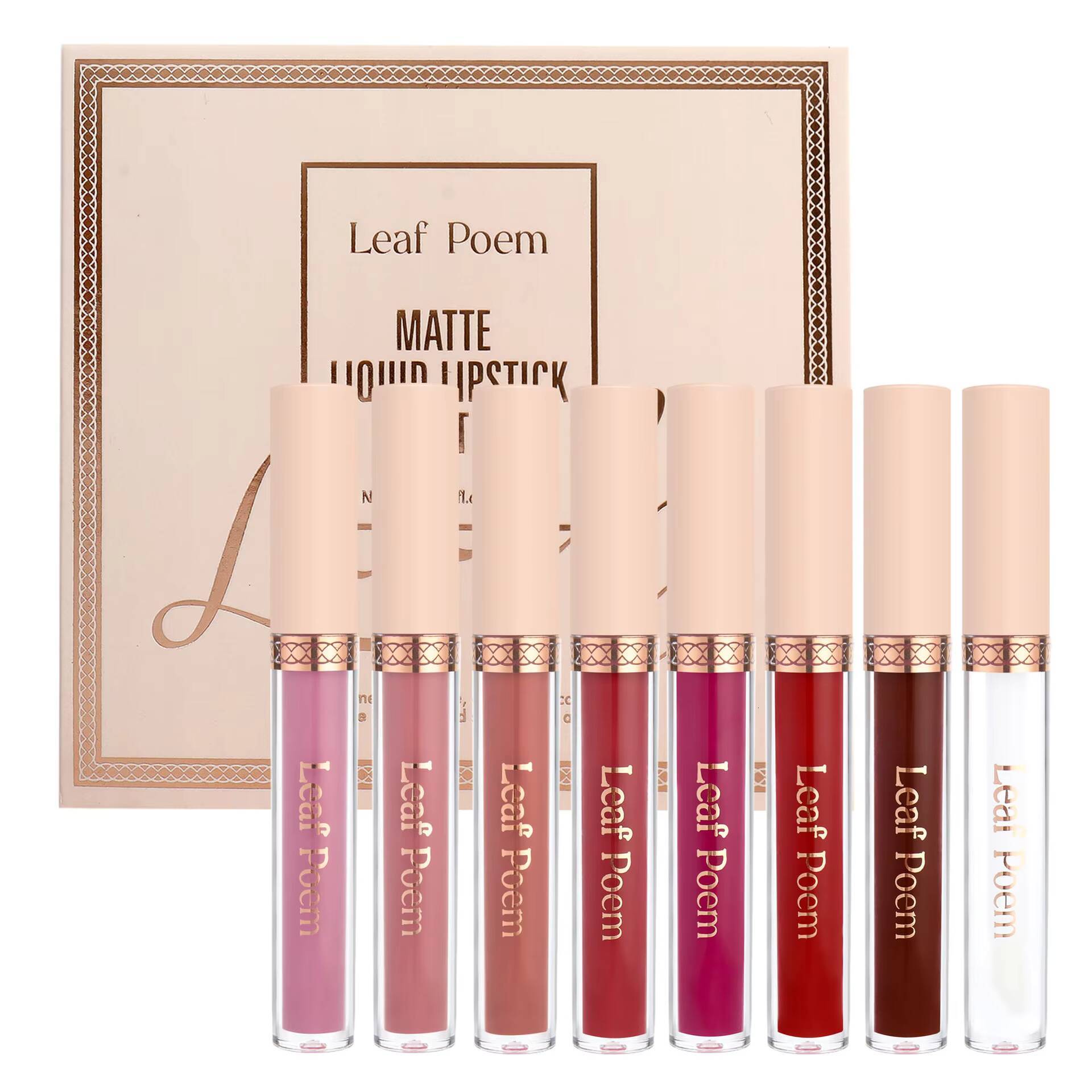 8 pcs matte liquid lipstick, glaze - waterproof, non-stick, long-lasting lip gloss, brown, pink, purple and red tones, suitable for Valentine's D