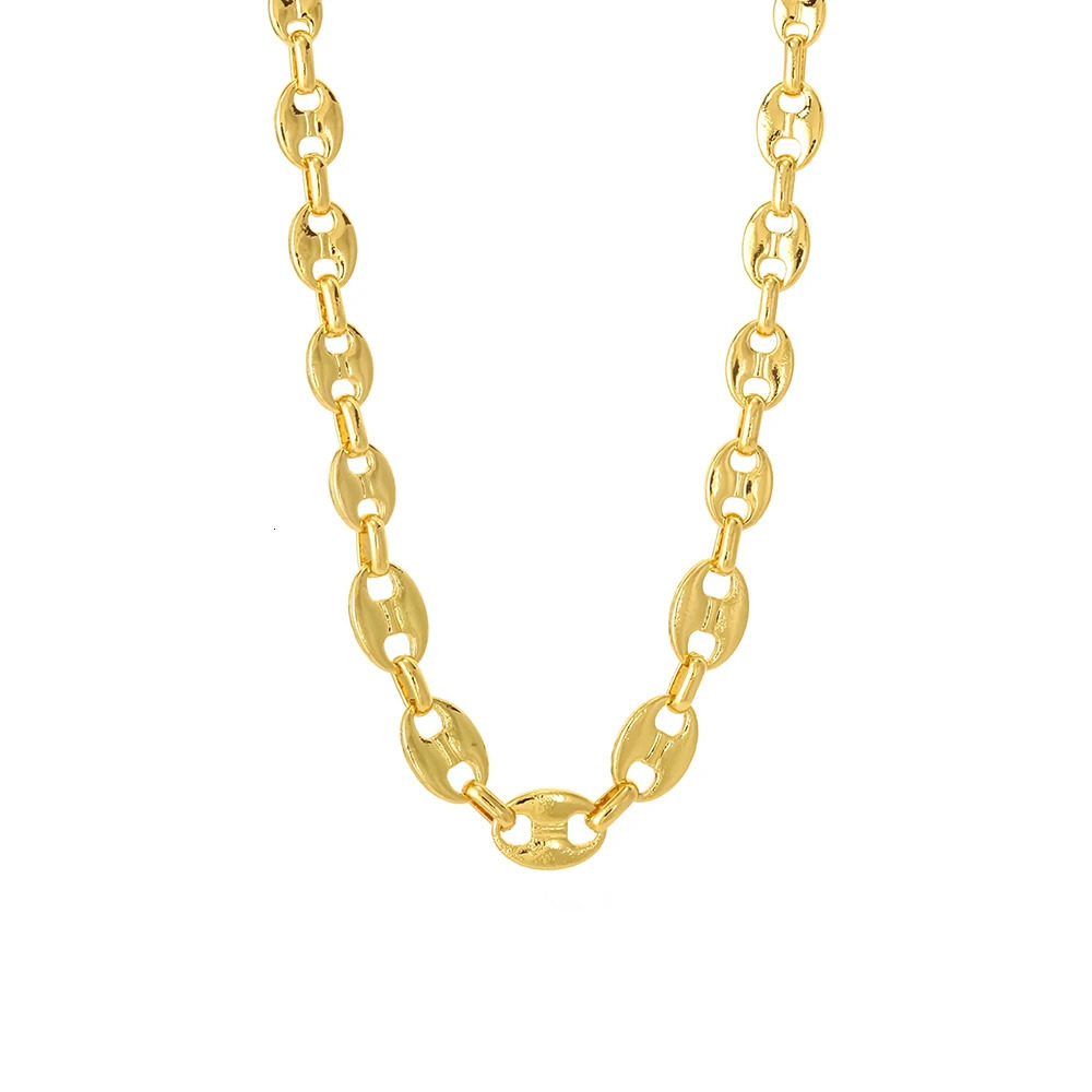 European and American cross-border coffee bean hip-hop golden bracelet earring necklace set lobster buckle stainless steel pig n 250609