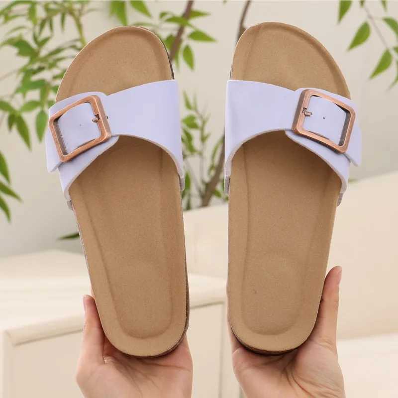 Crestar Womens Summer Cork Slippers 2025 New Outdoor Beach Flip Flops Fashion Leather Orthopedic Sandals With Adjustable Z250614