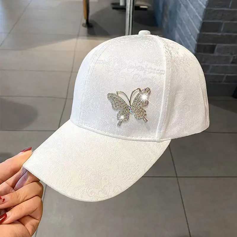 Diamond metal butterfly baseball cap for womens summer sun protection and fashion duck tongue sun baseball cap W250614