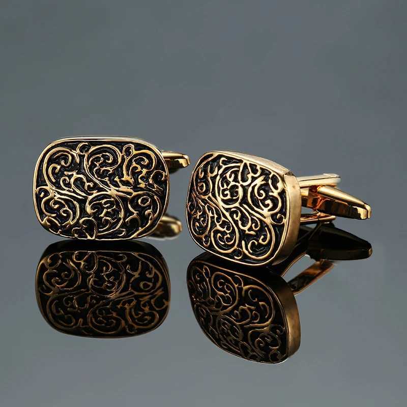 Classic Mens French Shirt Cufflinks High-end Square Retro Pattern Love Rose Blue Cuff Buttons Business Suit Accessories Jewelry XJ250614