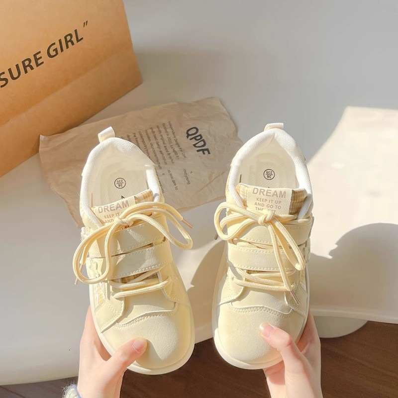 Ddmysports Korean Style High Quality Magic Tape Sneakers For Women New Spring Versatile Thick Soled German Training White Shoes Outdoor Shoes