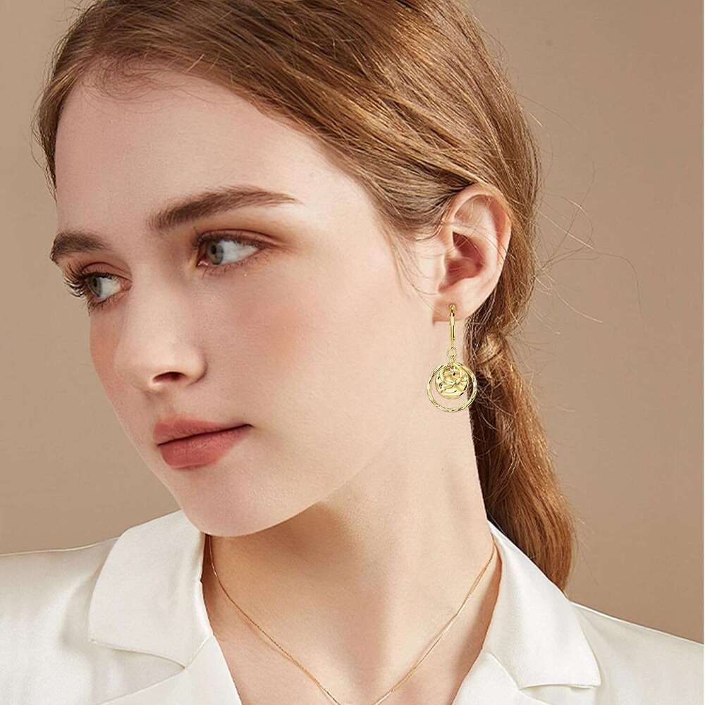 d and Sier Circle Drop Jewelry Hypoallergenic Hammered Leverback Dangle Earrings for Gifts