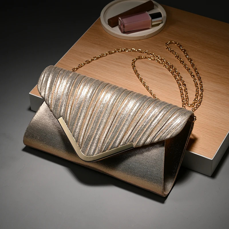 luxury pleated cover envelope purse hand bags clutch bag evening shoulder for women Wedding Dinner Party bag 250614