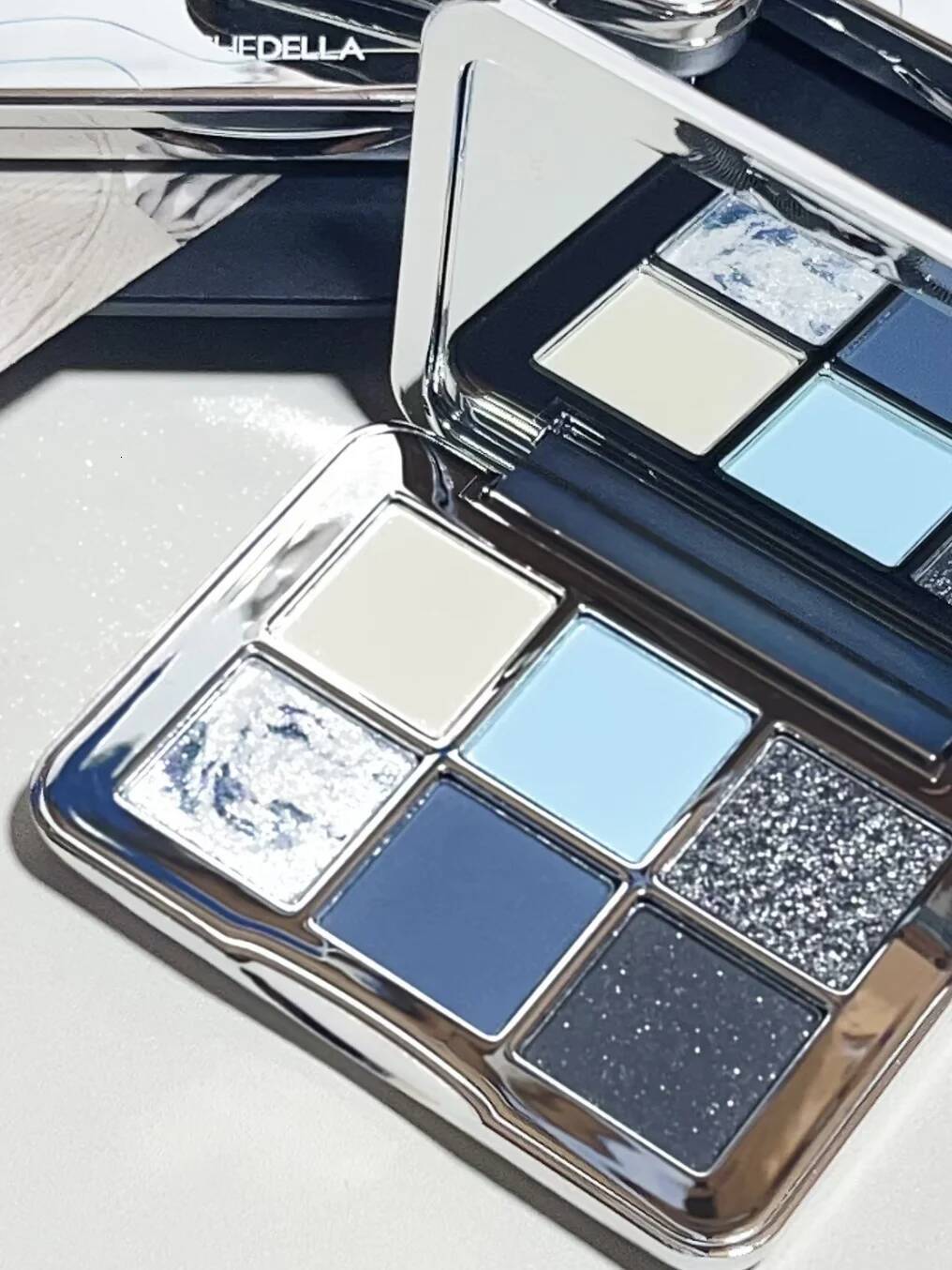 Shedella 6 Color Eyeshadow Platte Portable Shimmer Matte Pearlescent Blue Green Eye Shadow Purple Cool Snow Iceberg Natural