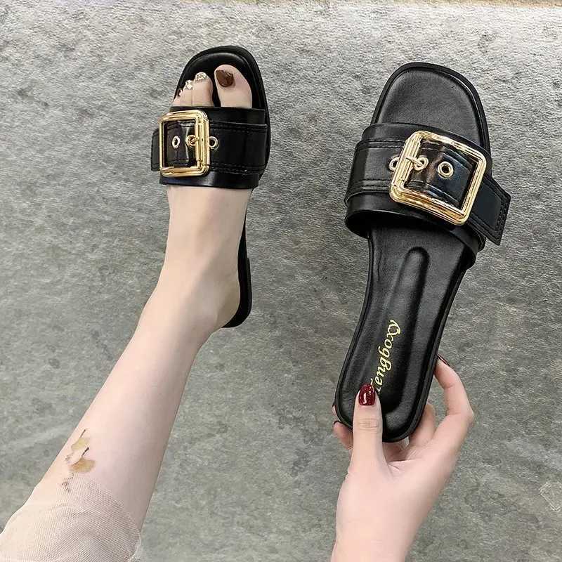 New Women Slides Personality Open Toe Wear-resistant Office 2025 Flat Slippers Summer Sandy Beach Sandals Women Shoes Z250614