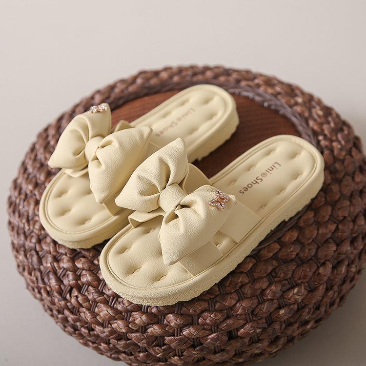 Ddmysports Bowknot One Strap Sandals Outdoor Wear New Summer Flat Non Slip Beach Shoes High End Cool Slippers For Women Outdoor Shoes