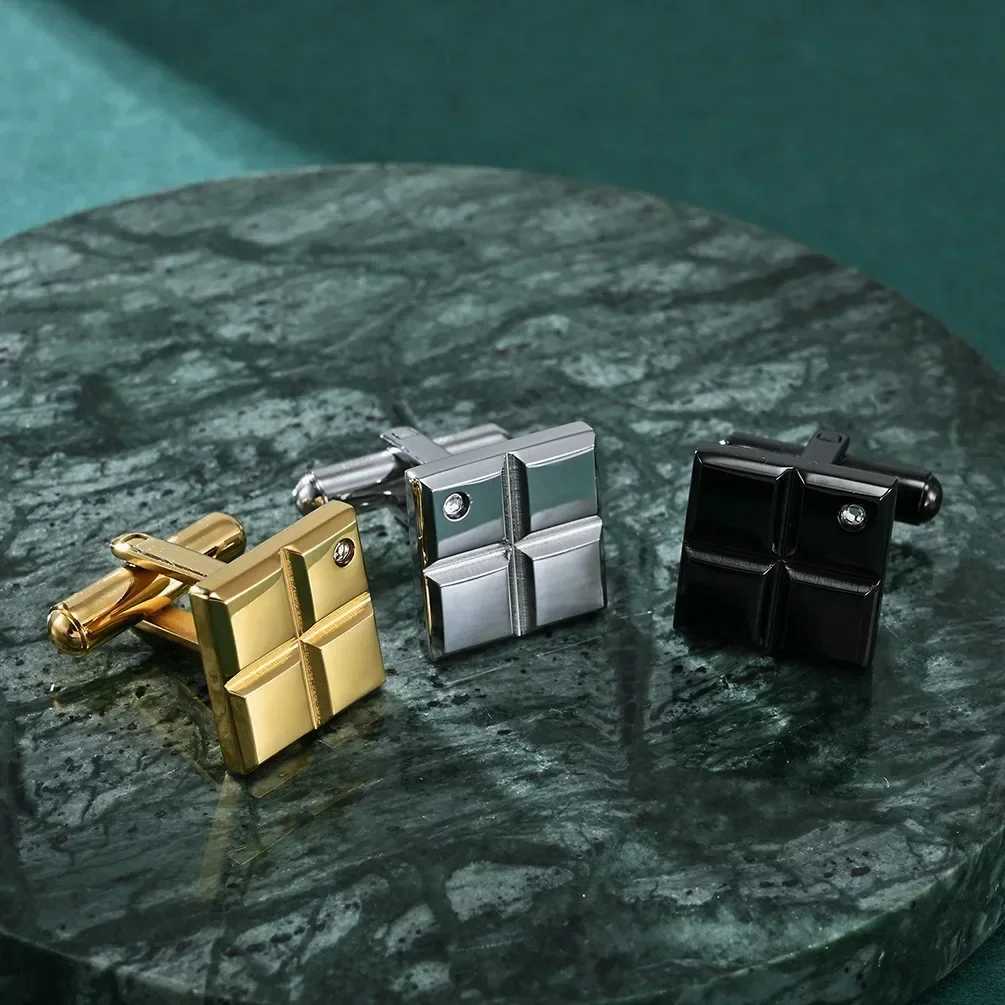 New High-end Stainless Steel Crystal Cufflinks for Mens Business Shirts French Buttons Womens Dresses Jewelry AccessoriesXJ250614