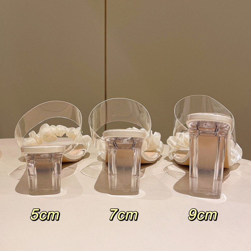 Ddmyoutdoor Transparent Heels Crystal New Summer Half High Heel Sandals Women Outdoor Slippers Outdoor Shoes