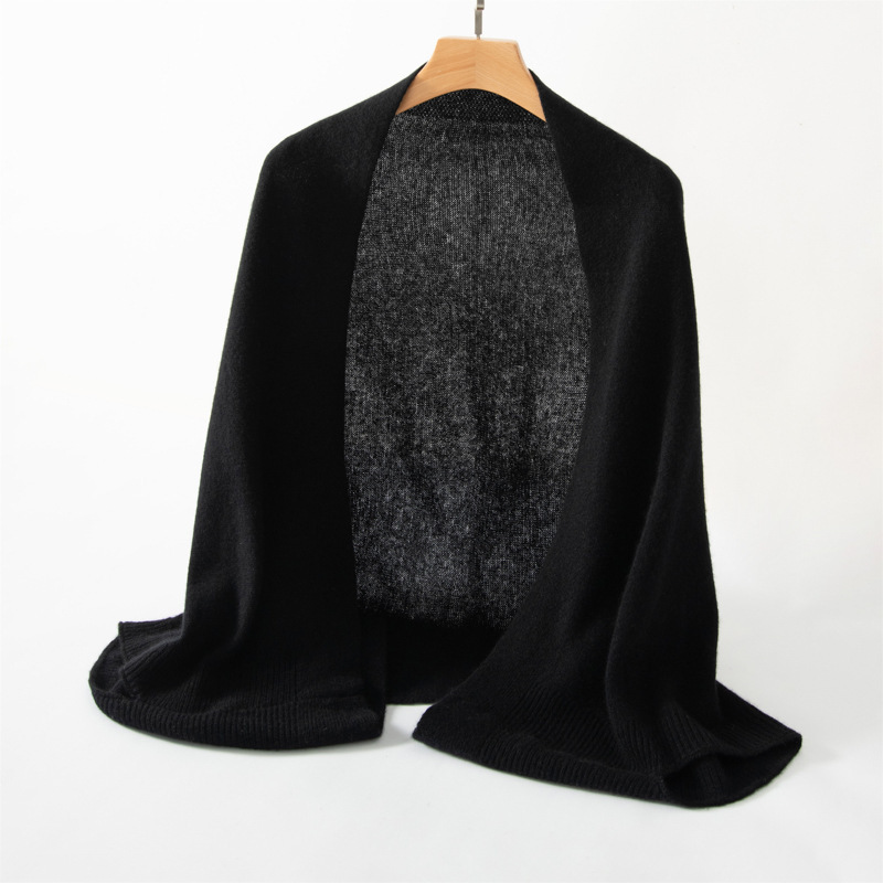 K1022 Spring and Autumn Cashmere Knitted Shawl Women's Multifunctional Scarf Cape Air-conditioned Room Thin Section Pure Color Wool Outer Shawl