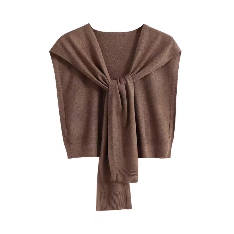K1017 2025 Summer Office Internet Celebrity Multifunctional All-match Thin Outerwear Air-conditioned Room Knitted Shawl Solid Color Small Waistcoat