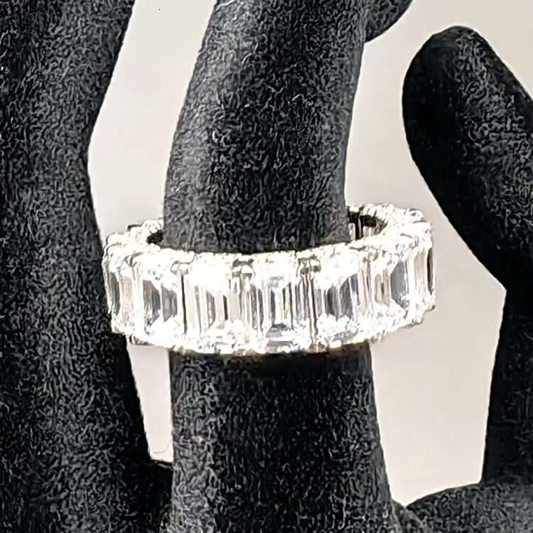On Sale Classic S925 Sterling Silver VVS Moissanite Rhodium Plated Eternity Band Ring for Women Wedding Fine Jewelry 2025