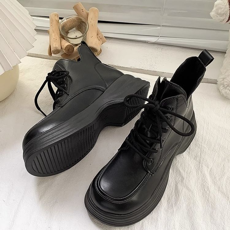 Ddmysports Martin For Women New British Thick Sole Height Increasing Slimming Street Style Short Spring Autumn Single Boots Outdoor Shoes