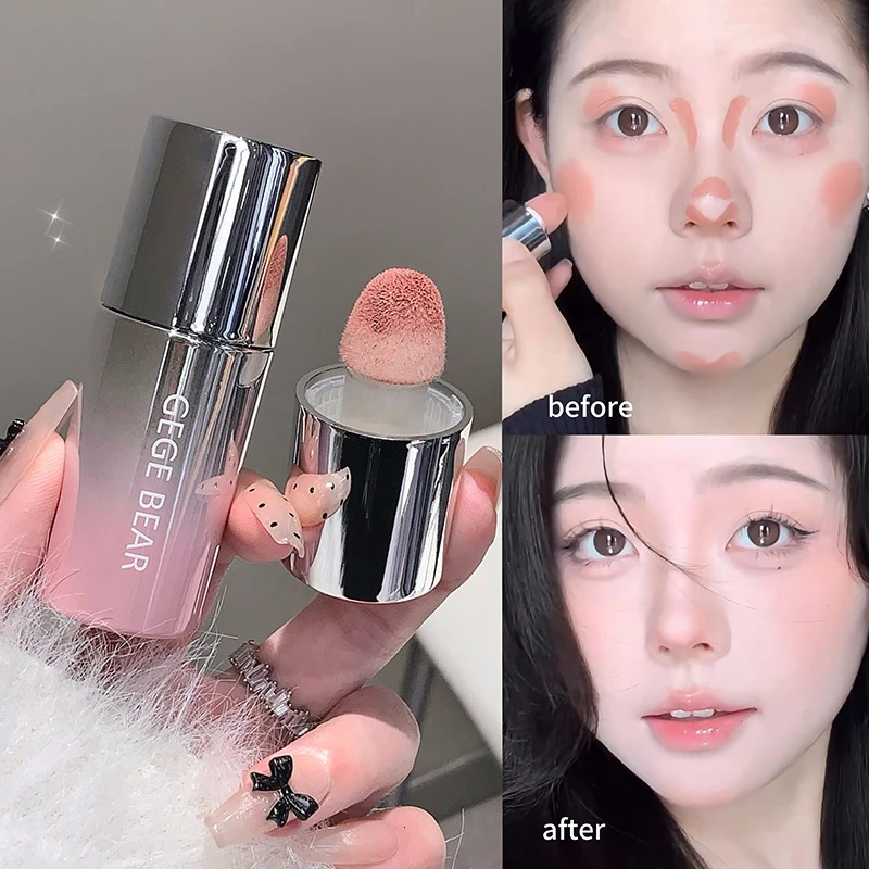 Low Saturation Matte Liquid Blush Stick with Sponge Tip Pink Cheek Cream Natural Nude Apricot Orange Blusher Rouge 250614