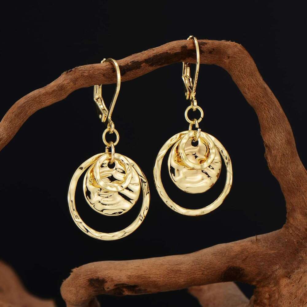 d and Sier Circle Drop Jewelry Hypoallergenic Hammered Leverback Dangle Earrings for Gifts
