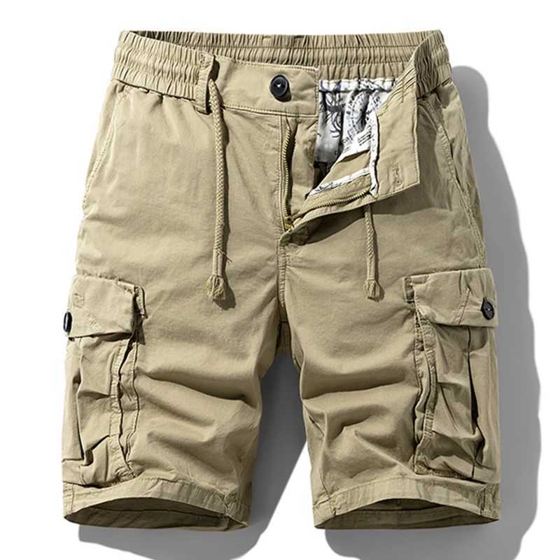 Men Summer New Brand Cotton Cargo Shorts Mens Classic Casual Multi-pocket Tactical Shorts Pants Elastic waist Jogger Shorts Male W250614