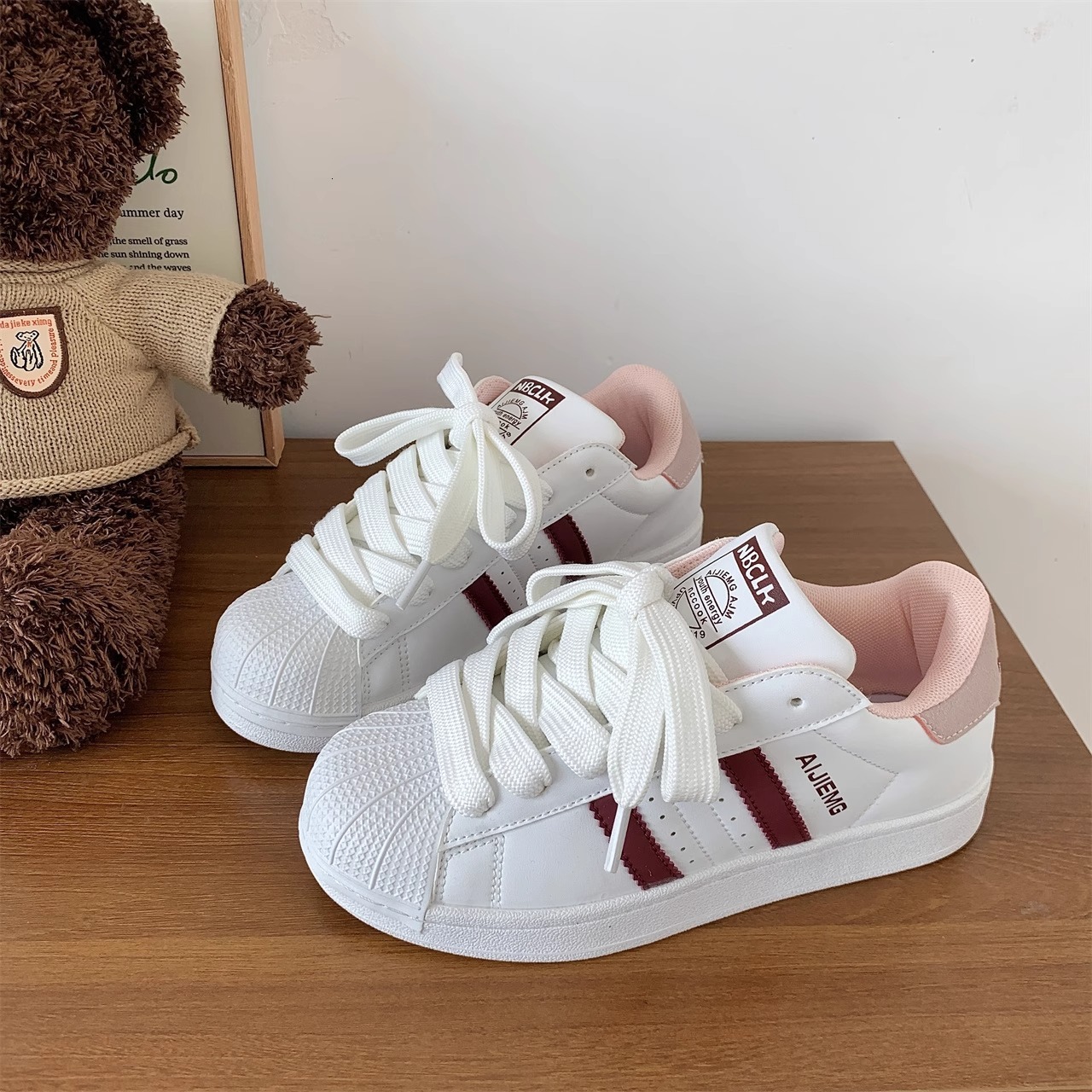 Ddmysports Korean Style Shell Toe White Sneakers Ins Trend New Versatile Breathable Student Casual Sports Shoes Outdoor Shoes