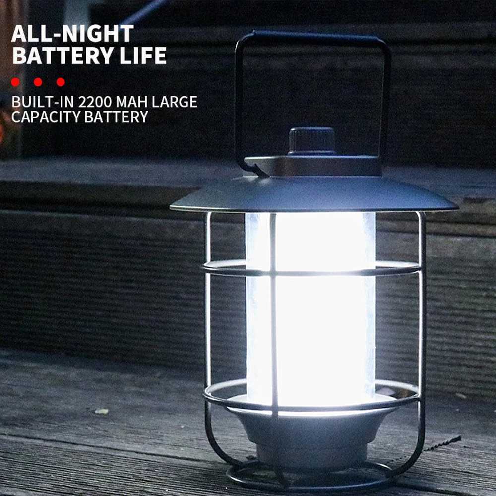 Outdoor Camping LED Hanging Waterproof Tent Light Stepless Dimming Adjustable Rechargeable Atmosphere Light Camping Equipment W250613