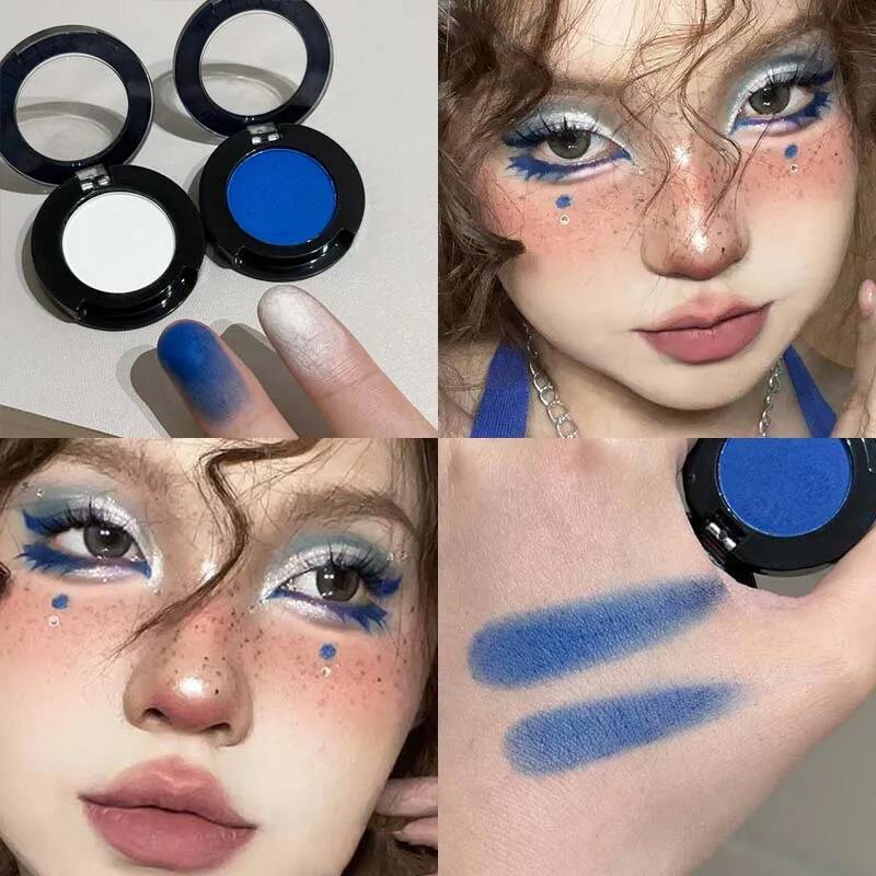 2pcs/set White and Blue Combination Set High Saturation American Style Shadow Eye Makeup Matte Eyeshadow
