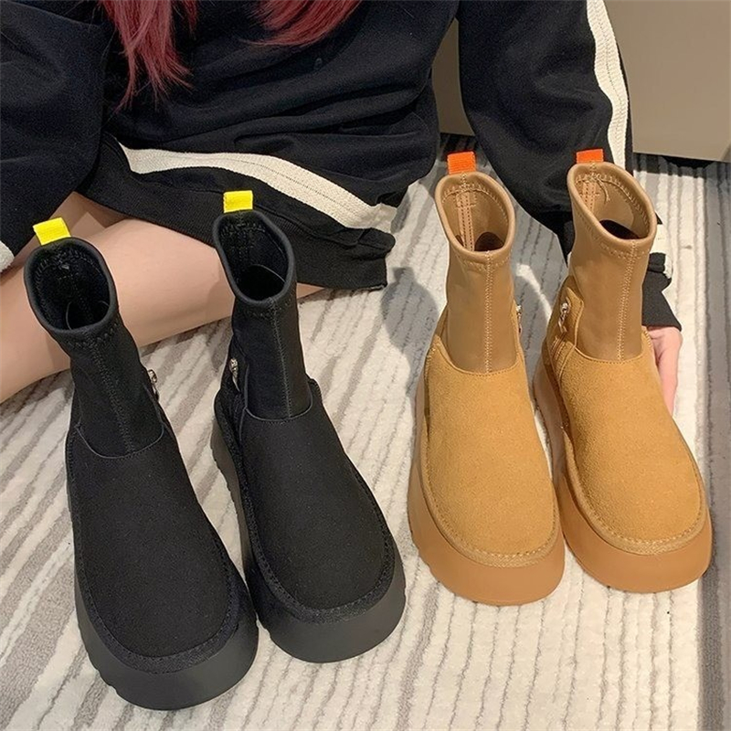 hot Free shipping designer Boots for woman cotton shoes winter new thick soled and plush fashionable black brown snow boots