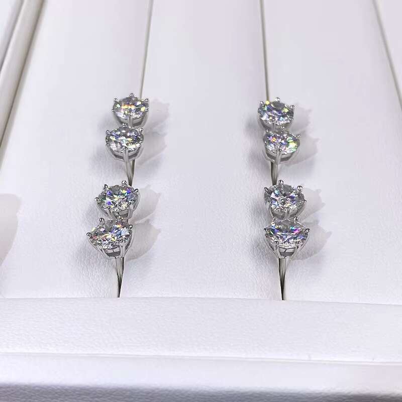 Classic 6 Prongs Moissanite Earrings Jewelry S925 Sliver Ice Out Moissanite Diamond Mens Women Stud Earrings